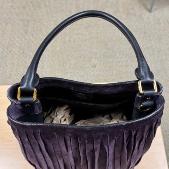 Rare..Burberry Fringe Bucket Suede Bag Purple - Picture 7 of 15